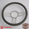121002-g00 Flashpower Billet Steering Wheels Drak Gray Half Wrap 840529101358