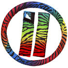 840345100009 Oxgord Animal Print Zebra Rainbow Steering Wheel Cover