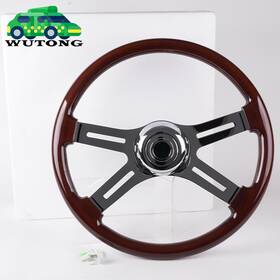 Stw-030 Bartoo 18 Inch 4 Spoke Wood Steering Wheel Chrome For Freightliner Peterbilt Kenworth Volvo
