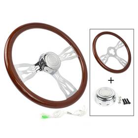 Stw054-us Batu 18 Inch 3 Spoke Chrome Wood Steering Wheel For Volvo/freightliner/kenworth/peterbilt