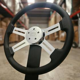 811ch-bkl Forever Sharp 18 Inch Chrome Steering Wheel With Black Leather Grip And Billet Horn Button