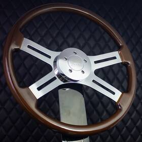 811ch-dw Forever Sharp 18 Inch Wood Steering Wheel Chrome Freightliner Kenworth Peterbilt