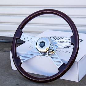 829ch-dw Forever Sharp 18 Inch Wood Steering Wheel Chrome 4 Spoke Freightliner Kenworth Peterbilt Volvo