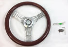 Hr2885 Hot Rod Chrome Spoke Aluminum Steering Wheel Real Wood Wrap