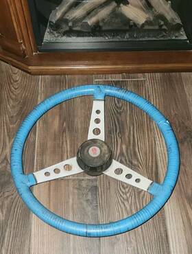 K244-1496-2das Kenworth Vintage Steering Wheel Horn Button Kw Leather 70s 80s 20 Inch Oem Semi
