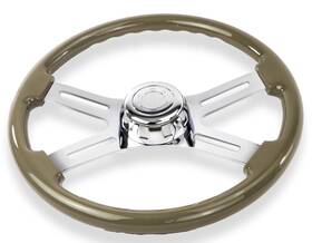 Sw-4spokebrz National Truck Parts 18 Inch Bronze Steering Wheel 4 Chrome Spoke Freightliner 1989-2007 Adapter Included