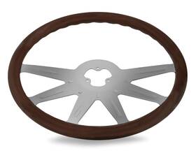 National Truck Parts Sw-6spoke 18 Inch Wood Steering Wheel 6 Chrome Spoke Peterbilt Kenworth Freightliner Intern