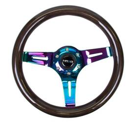 Nrg 840301211886 Classic Wood Grain Steering Wheel 310mm Black With Neochrome 3-spoke Center