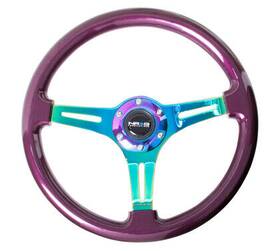 St-015mc-pp Nrg Innovations Classic Wood Grain Steering Wheel 350mm Purple Pearl Paint With Neochrome 3-s