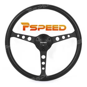 Hsz8976ebus-1 Pspeed 15 Inch Matte Black Spoke Steering Wheel With Pu Leather 6-bolt For Muscle Car Truck