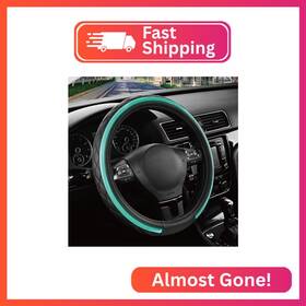 Road Comforts Rcswc0024-green Leather Steering Wheel Cover Black And Green Universal Fit 14.5-15