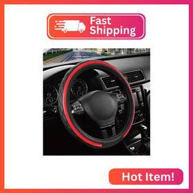Road Comforts Rcswc0024-red Leather Steering Wheel Cover Black And Red Universal Fit 14.5-15 I