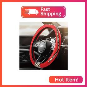 Road Comforts Swc0017-red Steering Wheel Cover - Made With Pvc Leather And Leopard Fabric
