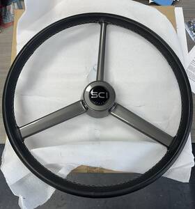 358-3059-70182 Sci 20 Inch Leather Steering Wheel With Gray Spokes For Peterbilt Kenworth Freightliner