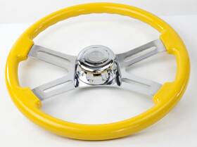 Truckpartspluss 559900-23 18 Inch Yellow Steering Wheel 4 Chrome Spoke Peterbilt Kenworth Freightliner Intern