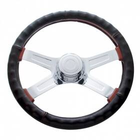 70111 United Pacific 18 Inch Steering Wheel Cover Leather Black For Peterbilt