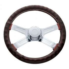 70112 United Pacific 18 Inch / 457.20mm Leather Steering Wheel Cover - Dark Brown 4 Spoke Quantity