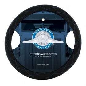 70119 United Pacific 18 Inch Crystal Stitched Leather Steering Wheel Cover - Blue Diamond Stitching