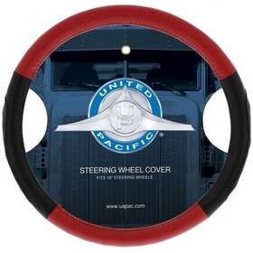 70409 United Pacific 18 Inch Carbon Fiber Pattern Steering Wheel Cover With Red Stitching