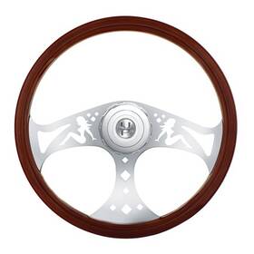 United Pacific 88182 Steering Wheel 18 Inch Lady Style Wood For 2006 Peterbilt