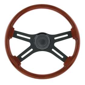 88186 United Pacific 4 Spoke 18 Inch Steering Wheel With Horn Bezel And Gloss Button - Wood Grain