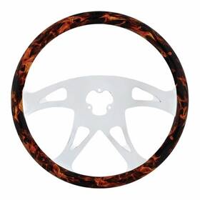 88249 United Pacific Steering Wheel 18 Inch Flame With Hydro Dip Finish Wood