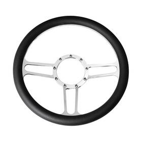 United Pacific 88296 14 Inch Chrome Aluminum 3-spoke Style 9-screw Mount Steering Wheel - Black