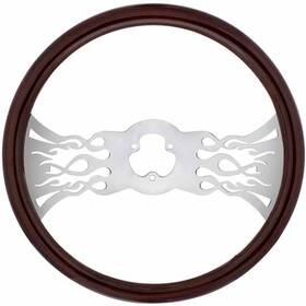 United Pacific Industries 88104 18 Inch Inferno 2 Spoke Wood Steering Wheel Without Hub