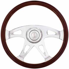 United Pacific Industries 88311 18 Inch Boss Steering Wheel With Chrome Horn Bezel And Button - Woodgrain