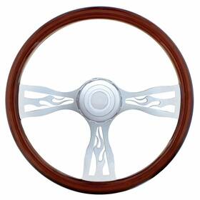 Upi-88139 United Pacific Peterbilt 98-05 - Kenworth 01-02 Chrome 18 Inch Flame Steering Wheel With Hub