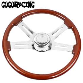 030stw Wutong 4 Spoke Steering Wheel 18 Inch Chrome Wood Freightliner Kenworth Peterbilt Volvo
