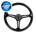 New Nrg Steering Wheel Black Wood Grain Spokes 350MM 3" Deep RST-018BK-BK. Fixed Price $198.00.