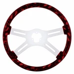 18" Skull Steering Wheel With Hydro-dip Finish Wood And Chrome Spokes Red. Fixed Price $182.62.