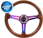 New Nrg Steering Wheel 350MM Classic Woodgrain Neochrome Spoke Deep RST-018BR-MC. Fixed Price $165.00.
