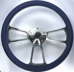 14" Polished Billet 5 Hole Steering Wheel (royal Blue Half Wrap And Horn Button). Fixed Price $143.96.