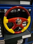 Raptor 15" Yellow Leather Wood Steering Wheel. Fixed Price $119.50.