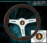 Dark Wood Silver Center Deep Dish Steering Wheel Koreisha Mark Horn Drift Ford. Fixed Price $88.31.