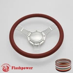 14'' Billet Steering Wheels Burgundy Half Wrap Banjo Ford Fairlane Galaxie Ltd. Fixed Price $155.50.