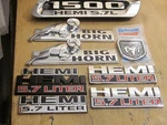 9 Nos Mopar Dodge Truck Emblems Big Horn Hemi 5.7 Liter Chrome And Black. Fixed Price $30.00.