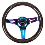 3-SPOKE Classic Black Wood Grain Steering Wheel Neo Chrome Spokes. Fixed Price $155.39.