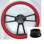 14" Black Billet Steering Wheel (red Half Wrap, Horn Button, Hub Adapter B01). Fixed Price $184.87.