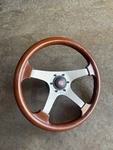 Mgb Wooden Steering Wheel With Center Cap. Fixed Price $140.00.