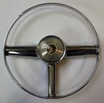 New Old Stock Front Horn Ring W/ Emblem 1953-54 Desoto #1530614 & 1487568. Fixed Price $450.00.