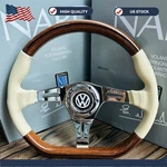 Wood Flat Beige Leather Steering Wheel Fits Vw Beetle 1200 1300 1302 1303. Fixed Price $108.29.