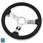 1964-1988 Chevy Cars Aftermarket Steering Wheel Black Leather Chrome Spokes 14". Fixed Price $139.99.