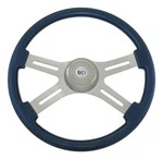 Steering Wheel 4 Spoke Classic Blue 18" Wood Rim For Peterbilt Kenworth And More. Fixed Price $233.33.
