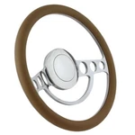 14" Universal Polished Steering Wheel Tan Wrap Nostalgia Style. Fixed Price $134.87.