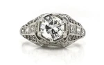 Filigree Art Deco Engraved Shank Classic Ring Round Cut Moissanite 925 Silver. Fixed Price $221.00.