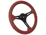14" Black 6 Hole Slotted Red Leather Grip Steering Wheel W/ Horn Button. Fixed Price $144.99.