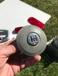 International Harvester Scout 80 Travelall Truck Steering Wheel, Horn Button. Fixed Price $40.00.